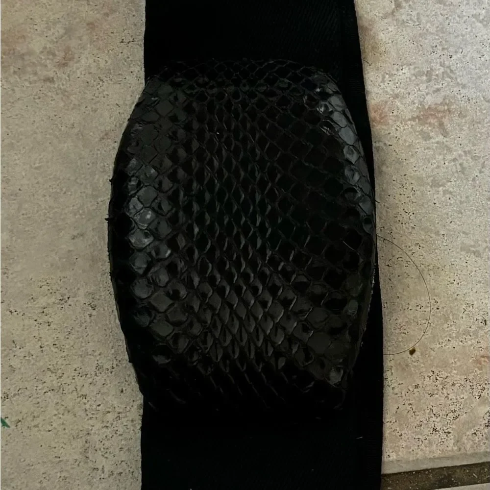 Vintage Snakeskin buckle belt Wide stretch belt adjustable Dress accessory rare